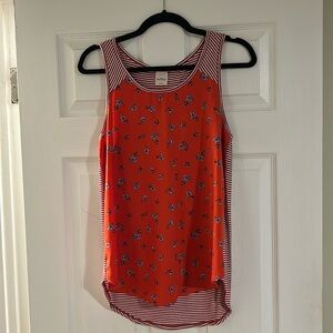 Kaleigh red floral and striped tank